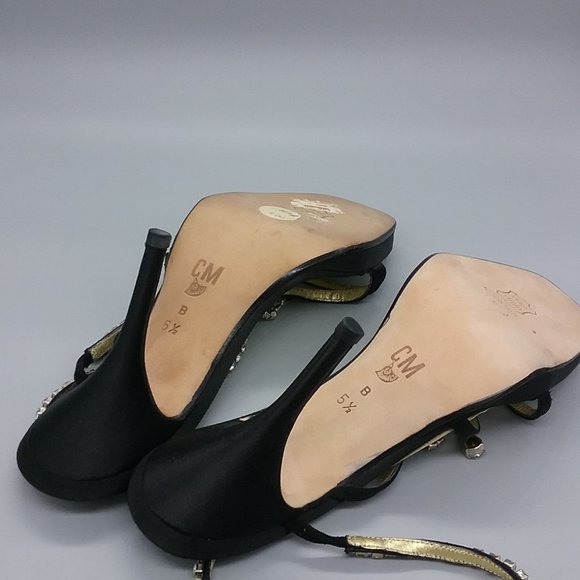 Claudio Merazzi Vintage Satin/Crystal Platform  Heels - Picture 7 of 13
